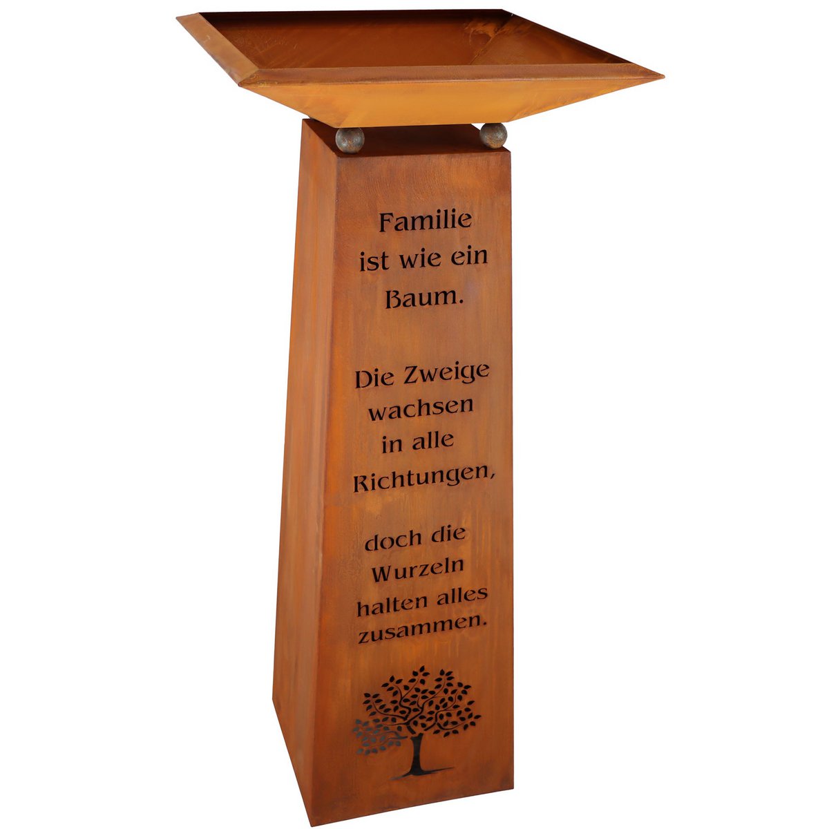 Edelrost Säule mit Familien Spruch | Wohndeko für Haus und Garten |  verschiedene Varianten