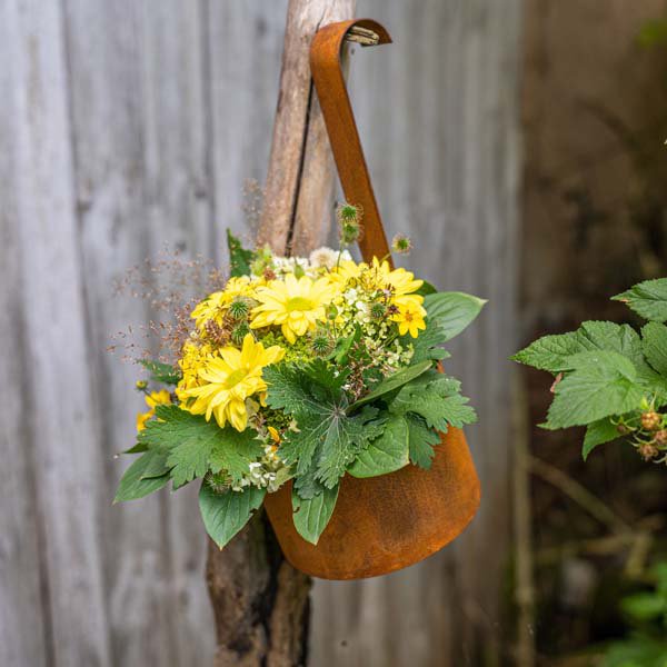 Garten Deko Pflanztopf | 2er Set | zum Hängen | Edelrost Deko Hängetopf